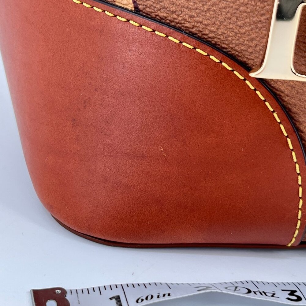 Dooney & Bourke Dover Tote Brown DB Monogram Leather Trim Gold Shoulder Bag - Picture 16 of 16
